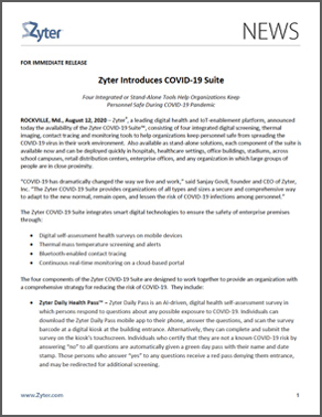 Zyter Launches COVID-19 Suite Press Release
